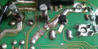From this image you can see a previous repair with stick on trace, insufficient for current.