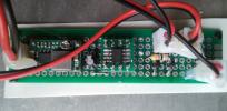 Micro controller PCB, with 5V buck converter for PIC12F508, contains programming for operation. Transistor to drive beeper & MOSFET to drive LED back-lights.